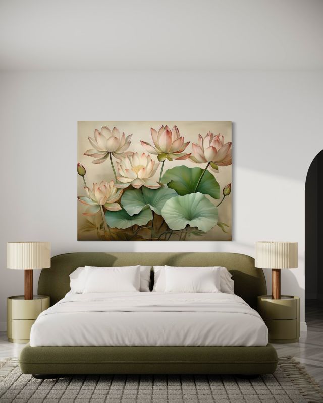 Obraz do salonu Feeby Liście Lilie wodne Kwiaty 120x80 cm 1szt