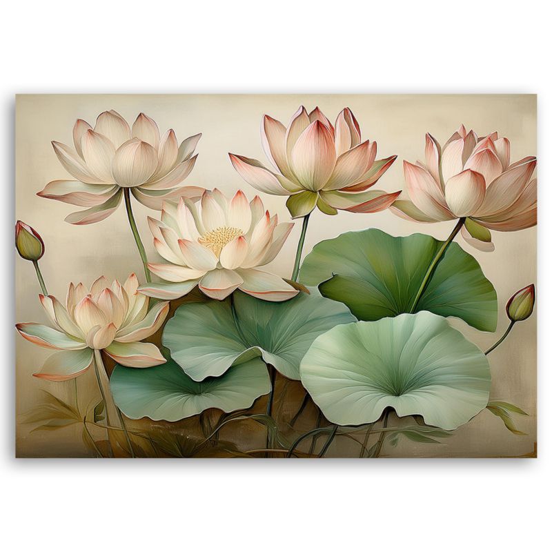 Obraz do salonu Feeby Liście Lilie wodne Kwiaty 120x80 cm 1szt