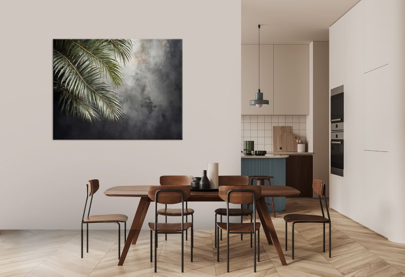 Obraz do salonu Feeby Liście Palmy Beton Natura 60x40 cm 1szt