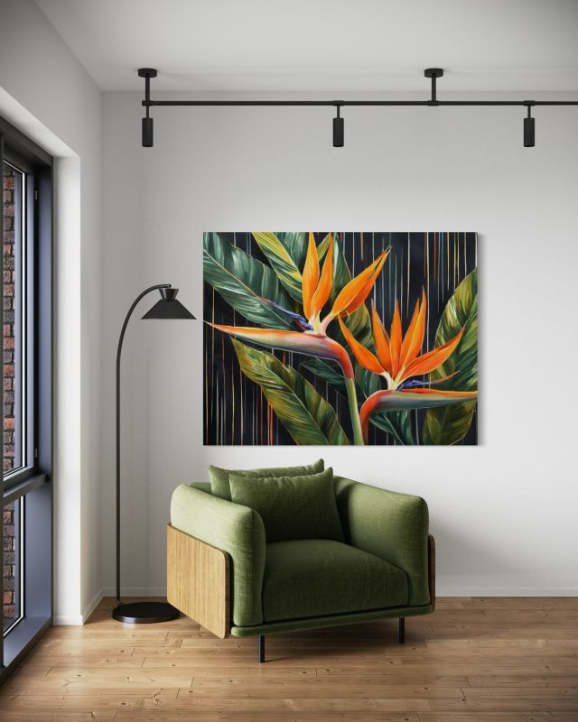 Obraz do salonu Feeby Liście Rośliny Botanika Pomarańczowy 90x60 cm 1szt