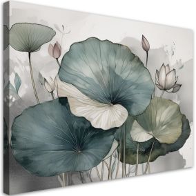 Obraz do salonu Feeby Lilie wodne Kwiaty Zielony 100x70 cm 1szt