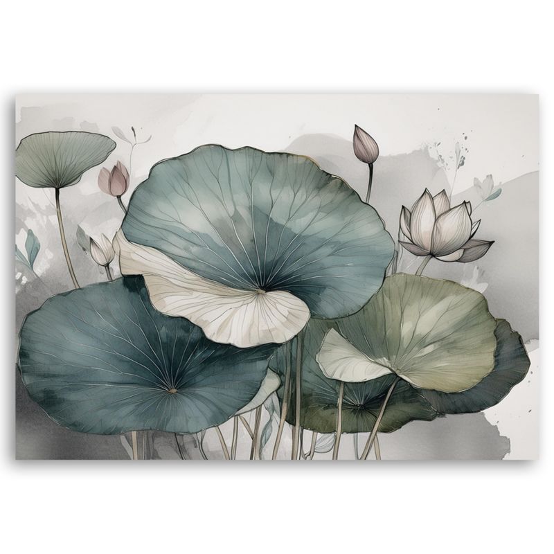Obraz do salonu Feeby Lilie wodne Kwiaty Zielony 100x70 cm 1szt