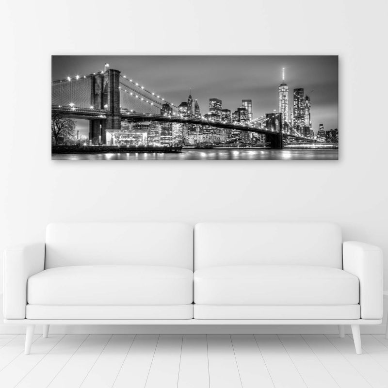 Obraz do salonu Feeby Most Brookliński Nowy Jork Czarno - Biały 150x50cm 1szt