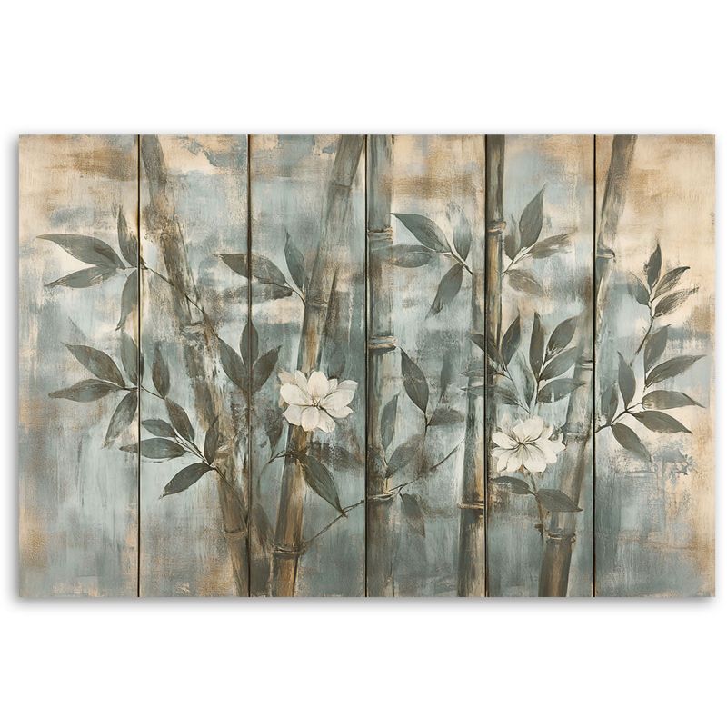 Obraz do salonu Feeby Pędy Bambusa Z Kwiatami Na Tle Z Fakturą 100x70 cm 1szt