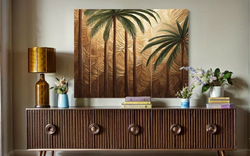Obraz do salonu Feeby Palmy Drzewa Złoty 120x80 cm 1szt