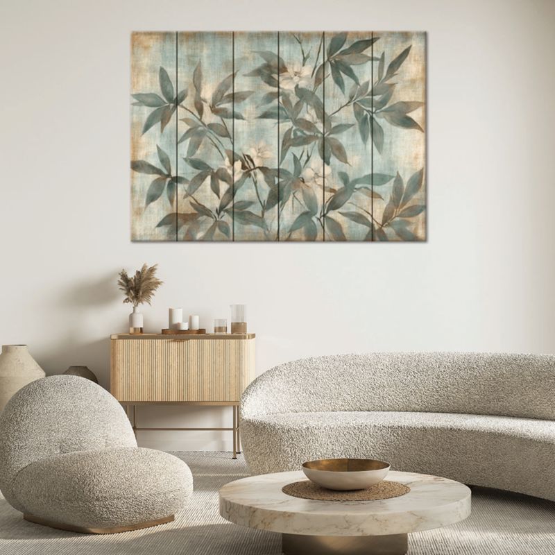 Obraz do salonu Feeby Pastelowe Liście Zielony 100x70 cm 1szt