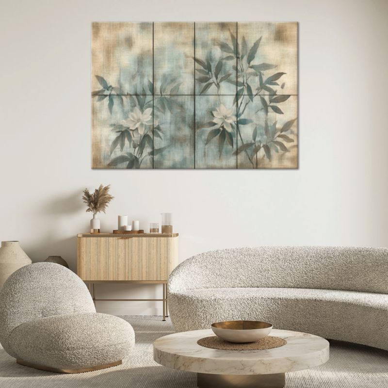 Obraz do salonu Feeby Pastelowe Liście Zielony Beżowy 60x40 cm 1szt