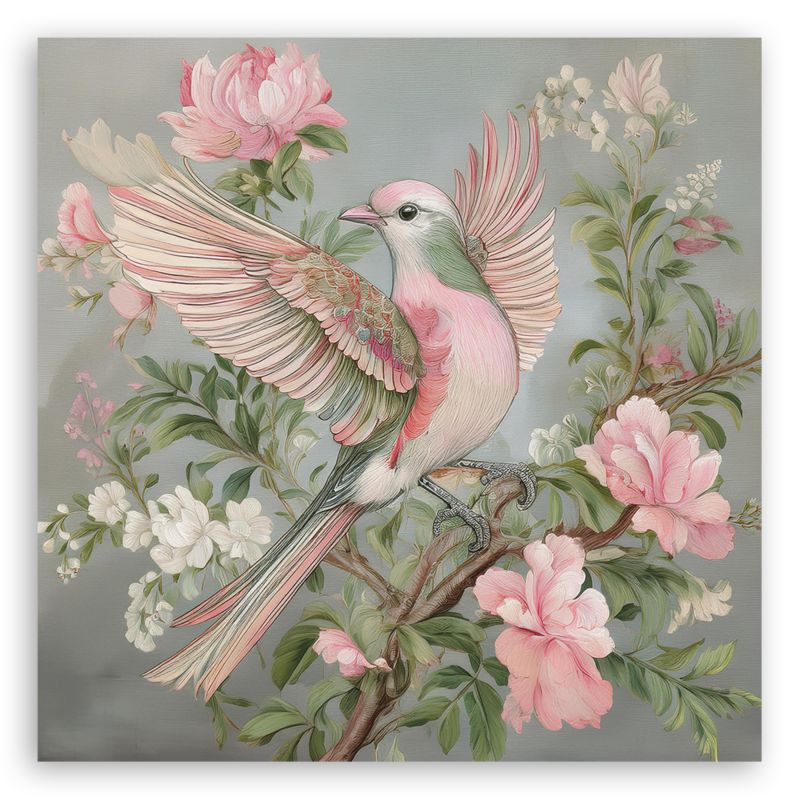 Obraz do salonu Feeby Ptak Shabby Chic Różowy 50x50 cm 1szt