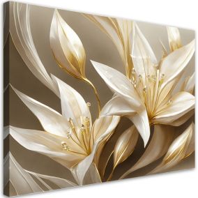 Obraz do salonu Feeby Stylowe Lilie Kwiaty w złocie 60x40 cm 1szt
