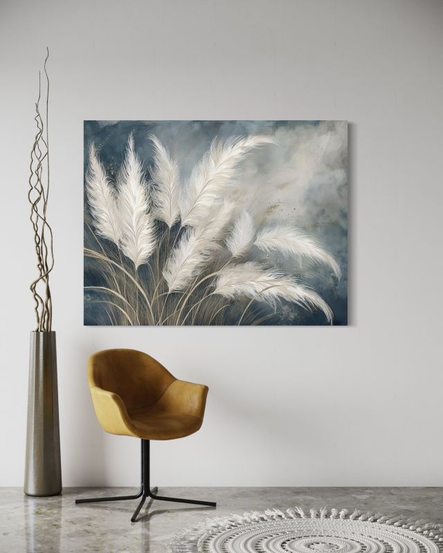 Obraz do salonu Feeby Trawa Pampasowa Botanika Szary 100x70 cm 1szt