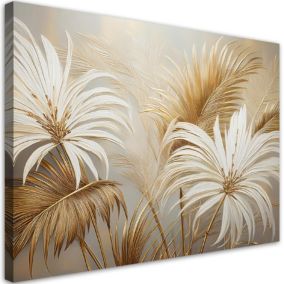 Obraz do salonu Feeby Tropikalne Liście Botanika Beżowy 100x70 cm 1szt