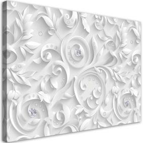 Obraz do salonu Feeby Wzór Kwiaty Diamenty Glamour Biały 90x60 cm 1szt