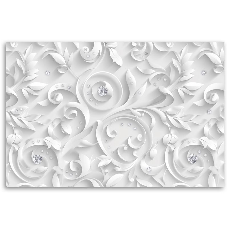Obraz do salonu Feeby Wzór Kwiaty Diamenty Glamour Biały 90x60 cm 1szt