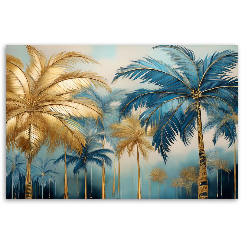 Obraz do salonu Feeby Złoto Niebieskie Palmy Abstrakcja 90x60 cm 1szt