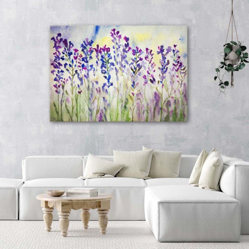 Obraz do salonu kuchni Feeby Fioletowe Kwiaty na łące 90x60cm 1szt