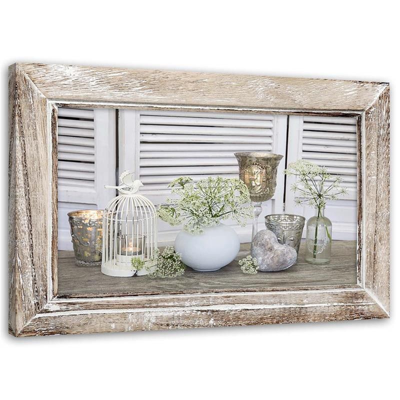 Obraz do salonu kuchni Feeby Martwa Natura Shabby chic Beżowy 100x70cm 1szt