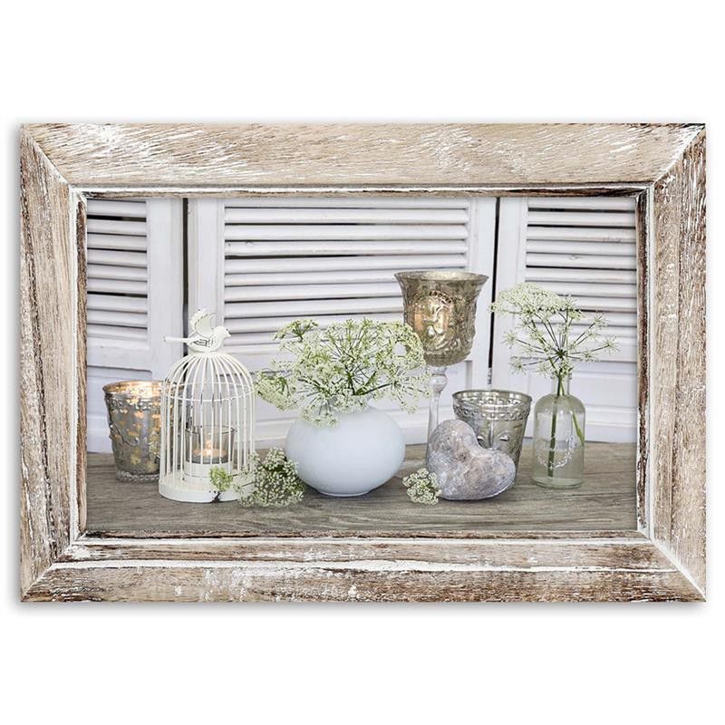 Obraz do salonu kuchni Feeby Martwa Natura Shabby chic Beżowy 100x70cm 1szt