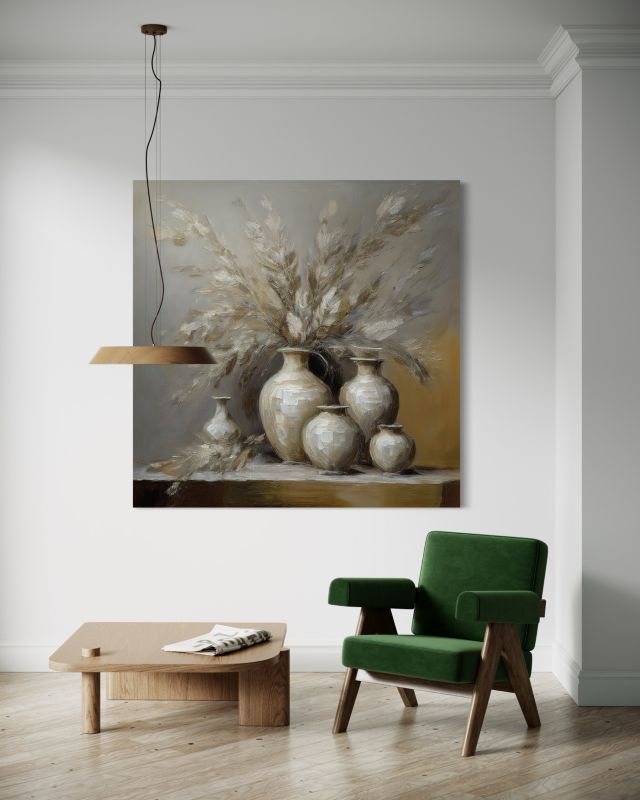Obraz do salonu kuchni Feeby Wazon Kwiaty Retro 60x60 cm 1szt