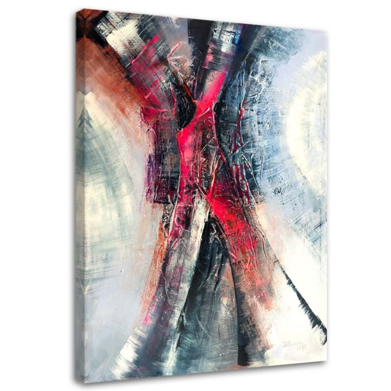 Obraz do salonu młodzieżowy Feeby Abstrakcja Czerwony Szary 70x100cm 1szt