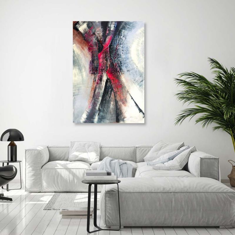Obraz do salonu młodzieżowy Feeby Abstrakcja Czerwony Szary 70x100cm 1szt