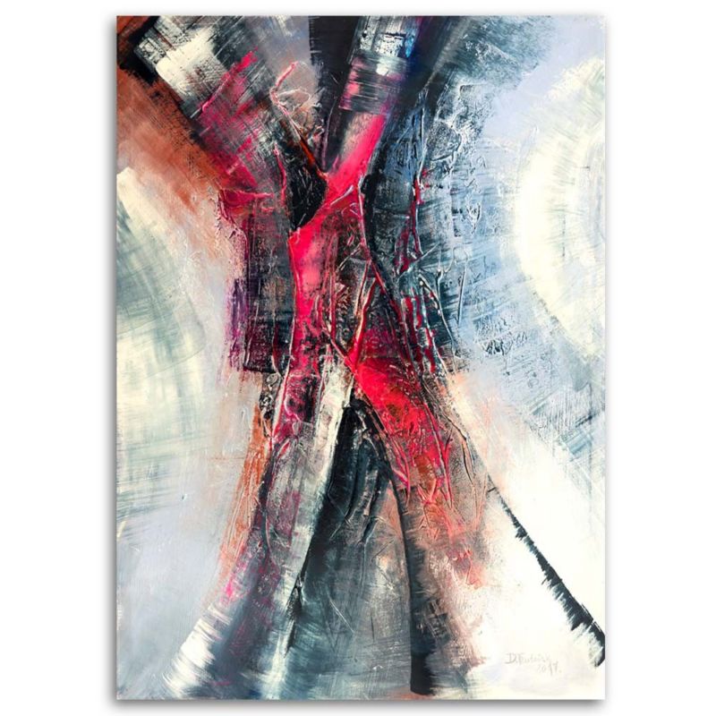 Obraz do salonu młodzieżowy Feeby Abstrakcja Czerwony Szary 70x100cm 1szt