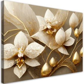 Obraz do salonu modny Feeby Białe Kwiaty Glamour 120x80 cm 1szt