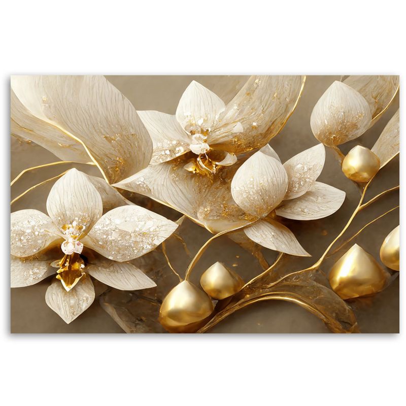 Obraz do salonu modny Feeby Białe Kwiaty Glamour 60x40 cm 1szt