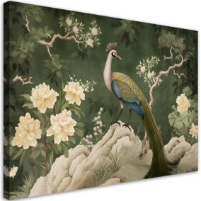 Obraz do salonu na ścianę Feeby Orientalny Paw Zielony 100x70cm 1szt
