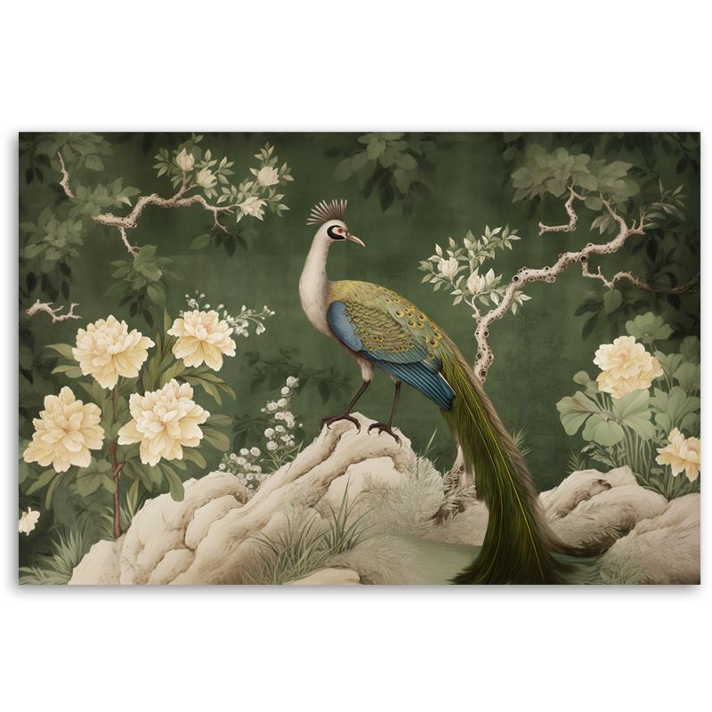 Obraz do salonu na ścianę Feeby Orientalny Paw Zielony 90x60cm 1szt