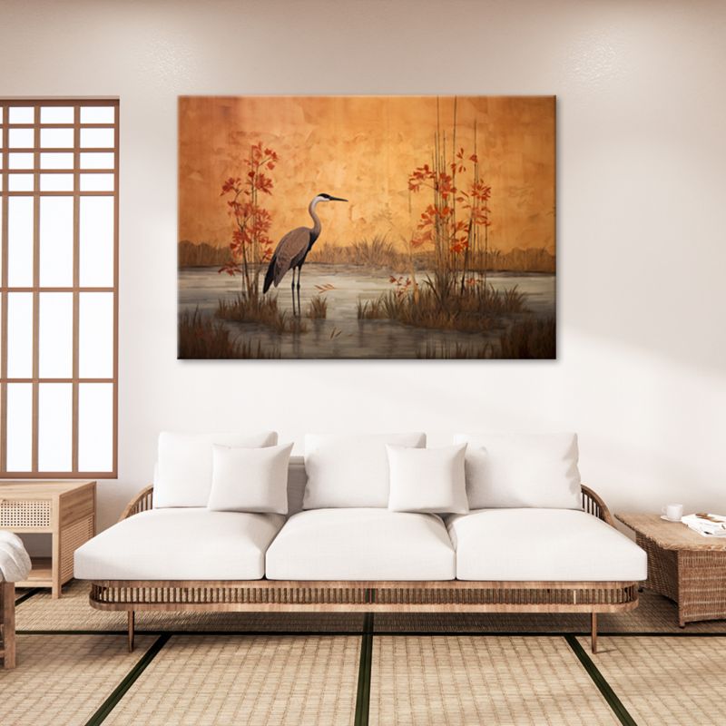 Obraz do salonu na ścianę Feeby Orientalny Żuraw Jezioro 120x80cm 1szt