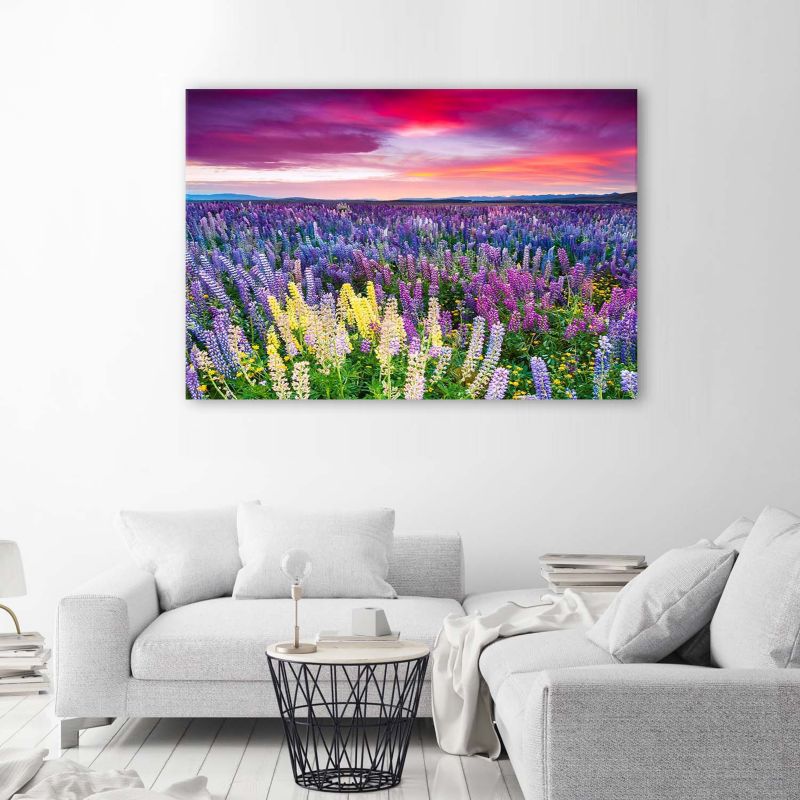 Obraz do salonu na ścianę Feeby Polne Kwiaty Łąka Fioletowy 120x80cm 1szt