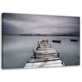 Obraz do salonu na ścianę Feeby Pomost Jezioro krajobraz Szary 120x80cm 1szt