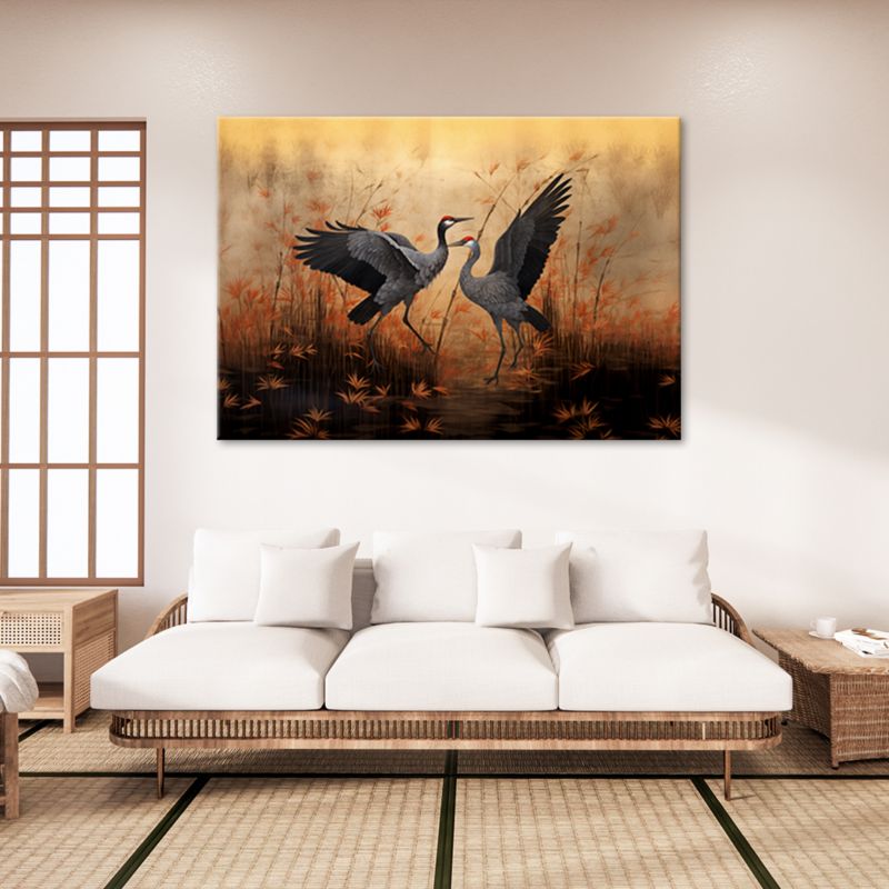 Obraz do salonu na ścianę Feeby Żuraw Natura Ptaki Beżowy 90x60cm 1szt