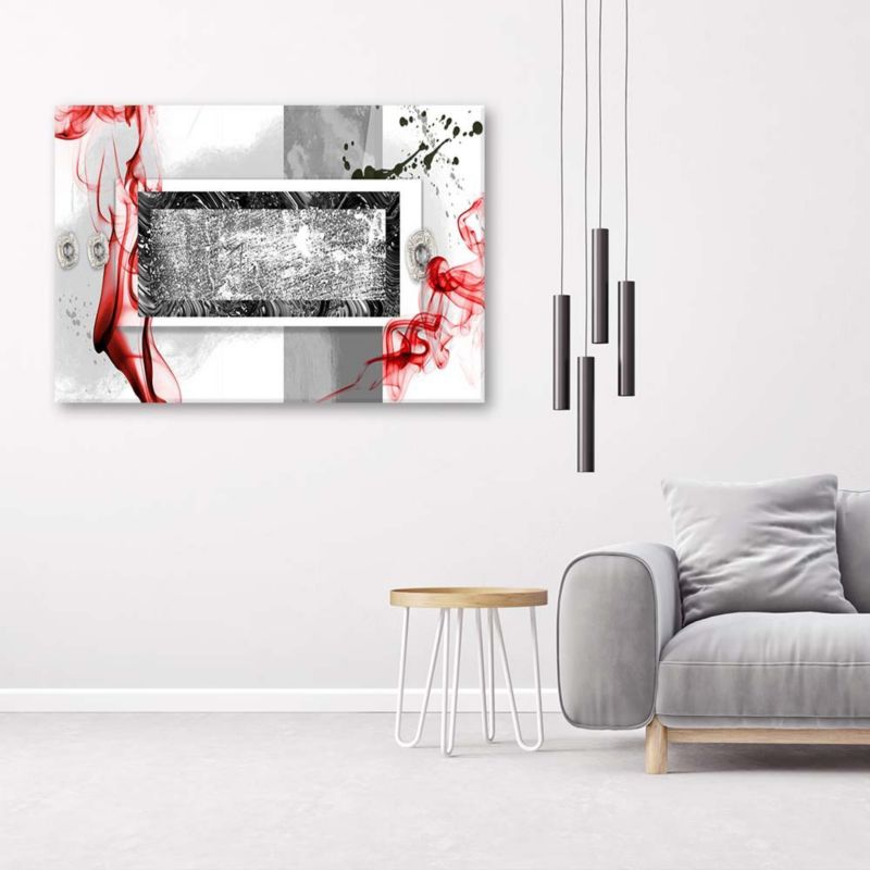 Obraz do salonu nowoczesny Feeby Abstrakcja Czerwono Szara 60x40cm 1szt