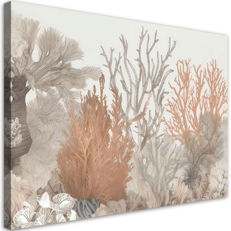 Obraz do salonu nowoczesny Feeby Beżowy Boho Rośliny Morskie 120x80cm 1szt