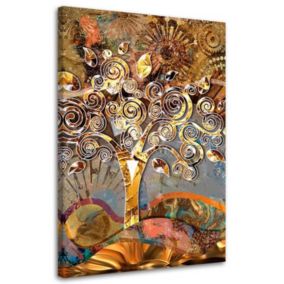 Obraz do salonu nowoczesny Feeby Drzewo miłości - G. Klimt reprodukcja Złoty 60x90cm 1szt