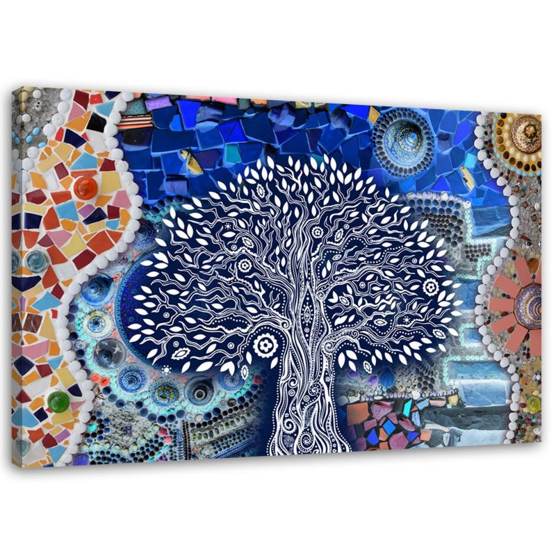 Obraz do salonu nowoczesny Feeby Drzewo Życia Klimt Niebieski 90x60cm 1szt