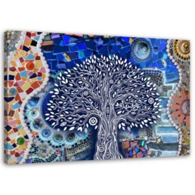 Obraz do salonu nowoczesny Feeby Drzewo Życia Klimt Niebieski 90x60cm 1szt