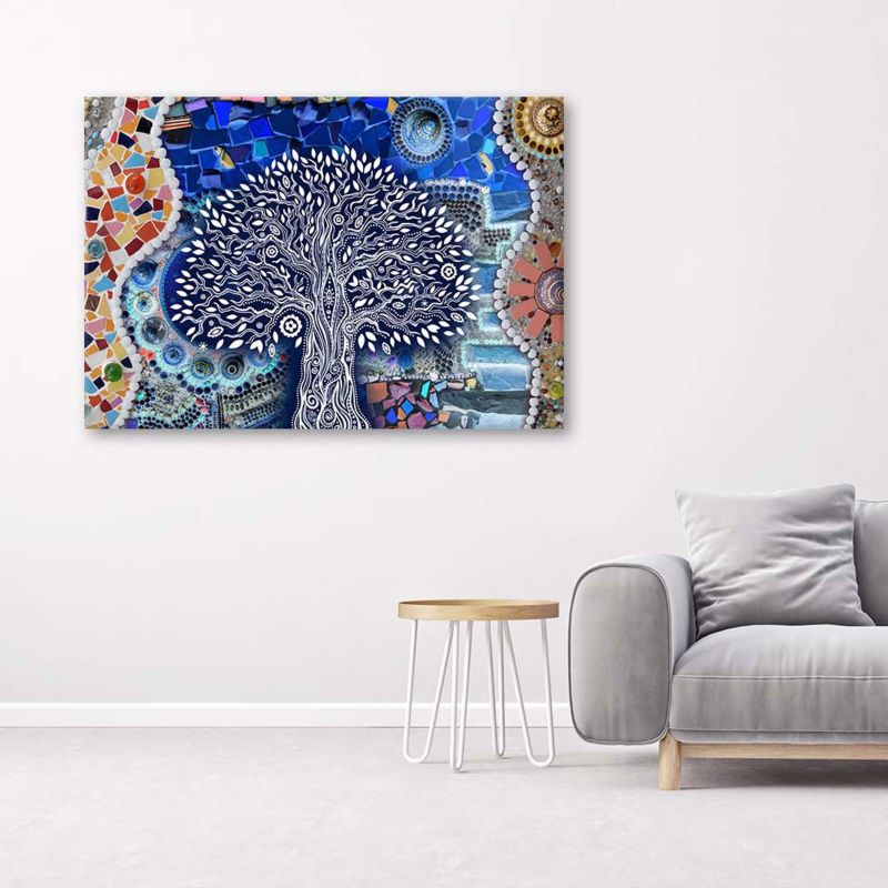 Obraz do salonu nowoczesny Feeby Drzewo Życia Klimt Niebieski 90x60cm 1szt