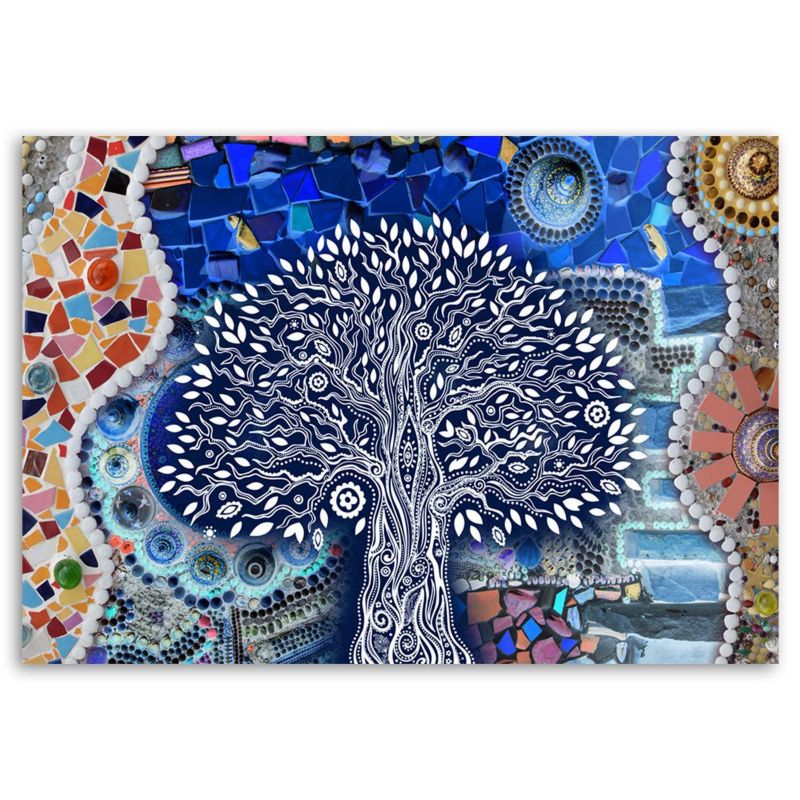 Obraz do salonu nowoczesny Feeby Drzewo Życia Klimt Niebieski 90x60cm 1szt