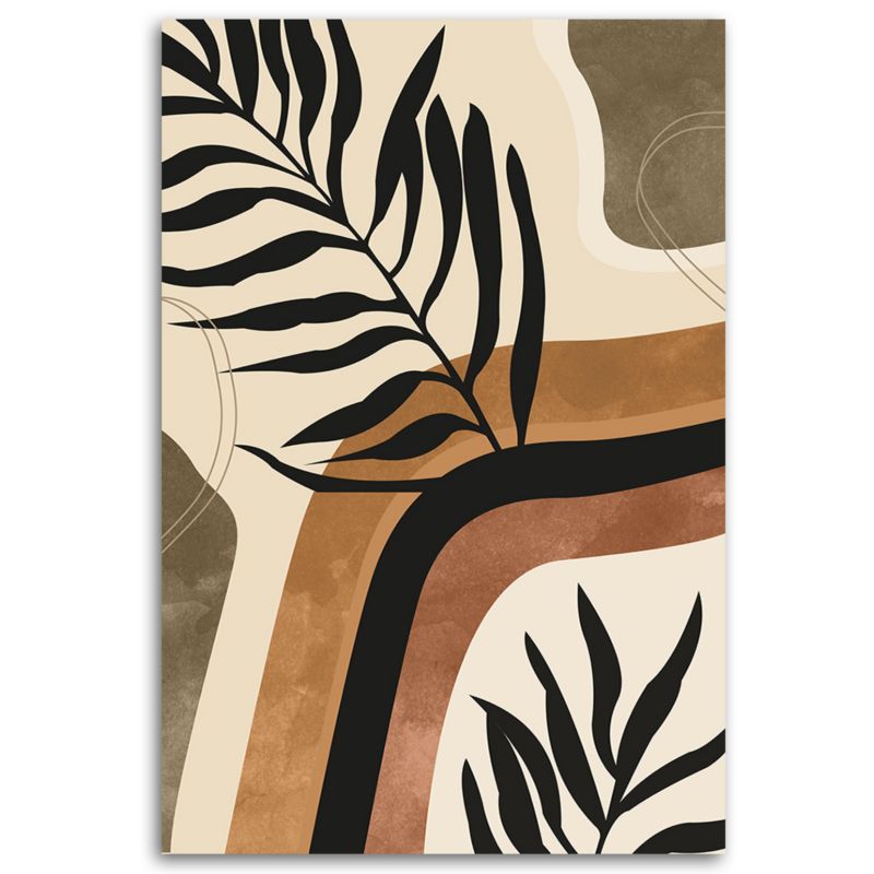 Obraz do salonu nowoczesny Feeby Liście Gałązki Boho Beżowy 70x100cm 1szt