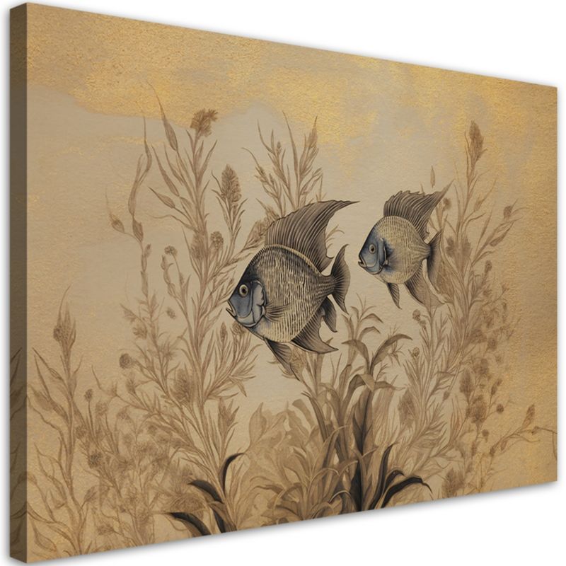 Obraz do salonu nowoczesny Feeby Ryby Welony Boho Beżowy 60x40cm 1szt