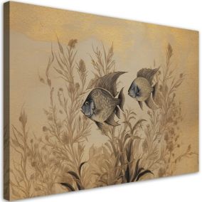 Obraz do salonu nowoczesny Feeby Ryby Welony Boho Beżowy 60x40cm 1szt