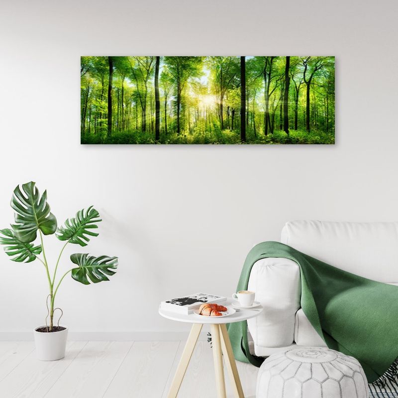 Obraz do salonu pokoju biura Feeby Las Natura Zielony 150x50cm 1szt