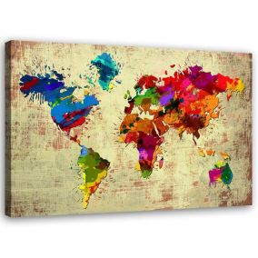 Obraz do salonu pokoju biura Feeby Mapa Świata Kolorowy 100x70cm 1szt