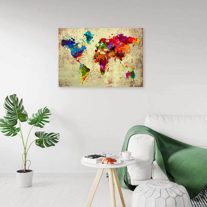 Obraz do salonu pokoju biura Feeby Mapa Świata Kolorowy 90x60cm 1szt