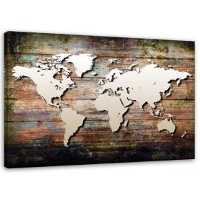 Obraz do salonu pokoju biura Feeby Mapa Świata Retro Vintage 60x40cm 1szt