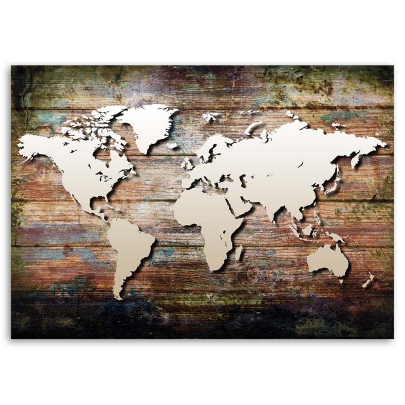 Obraz do salonu pokoju biura Feeby Mapa Świata Retro Vintage 60x40cm 1szt