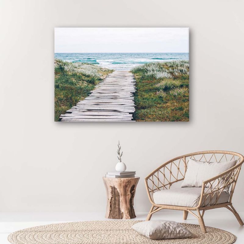 Obraz do salonu pokoju biura Feeby Morze Plaża Ścieżka Zielony 120x80cm 1szt