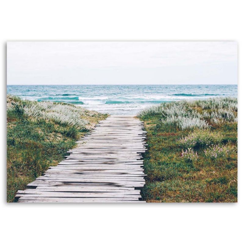 Obraz do salonu pokoju biura Feeby Morze Plaża Ścieżka Zielony 120x80cm 1szt